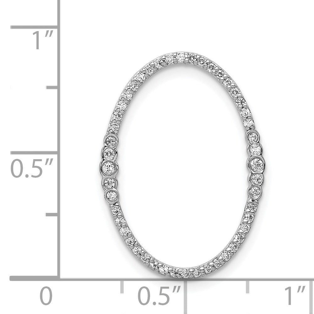 14k White Gold 1/4 carat Diamond Oval Chain Slide