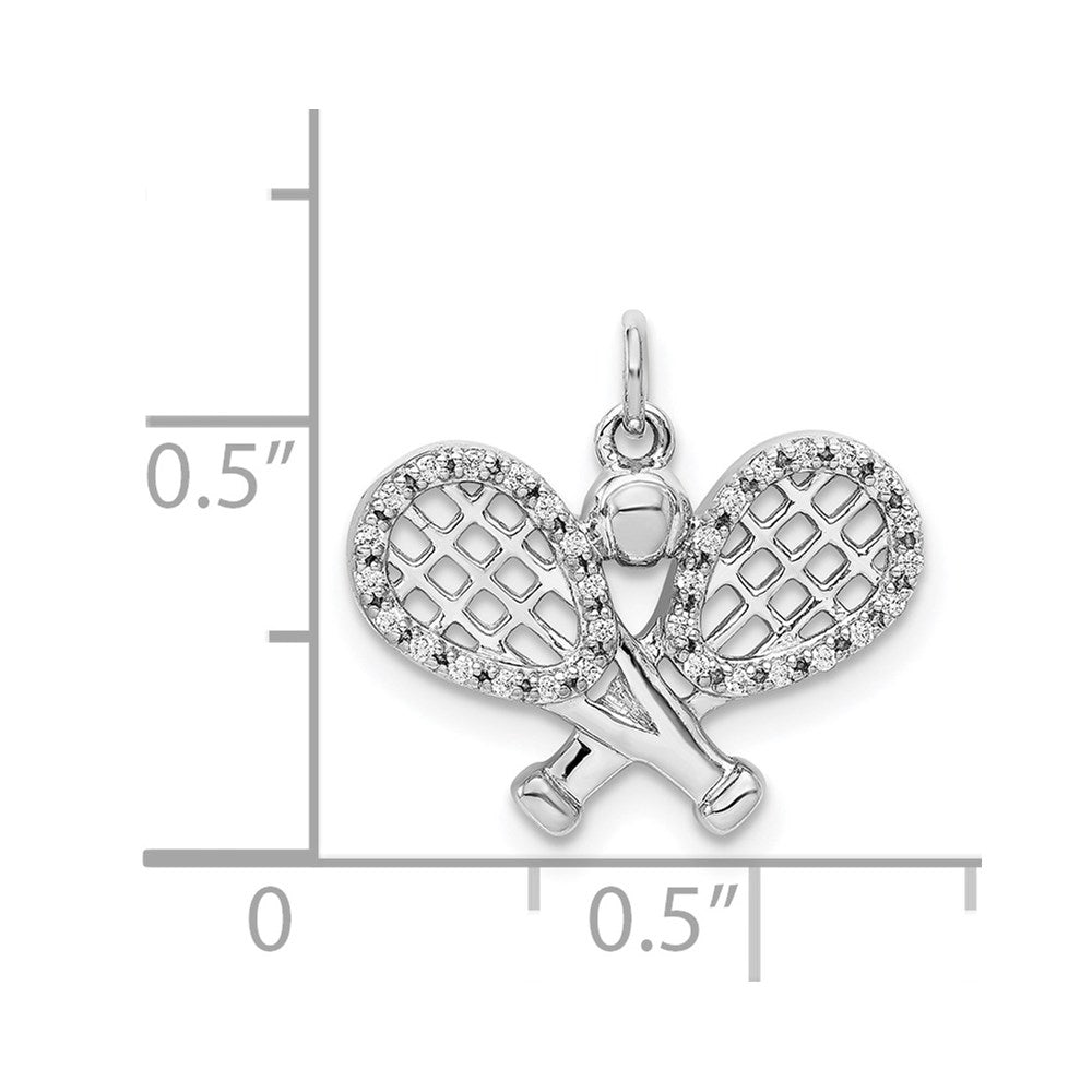 14k White Gold Diamond Racquets and Ball Pendant