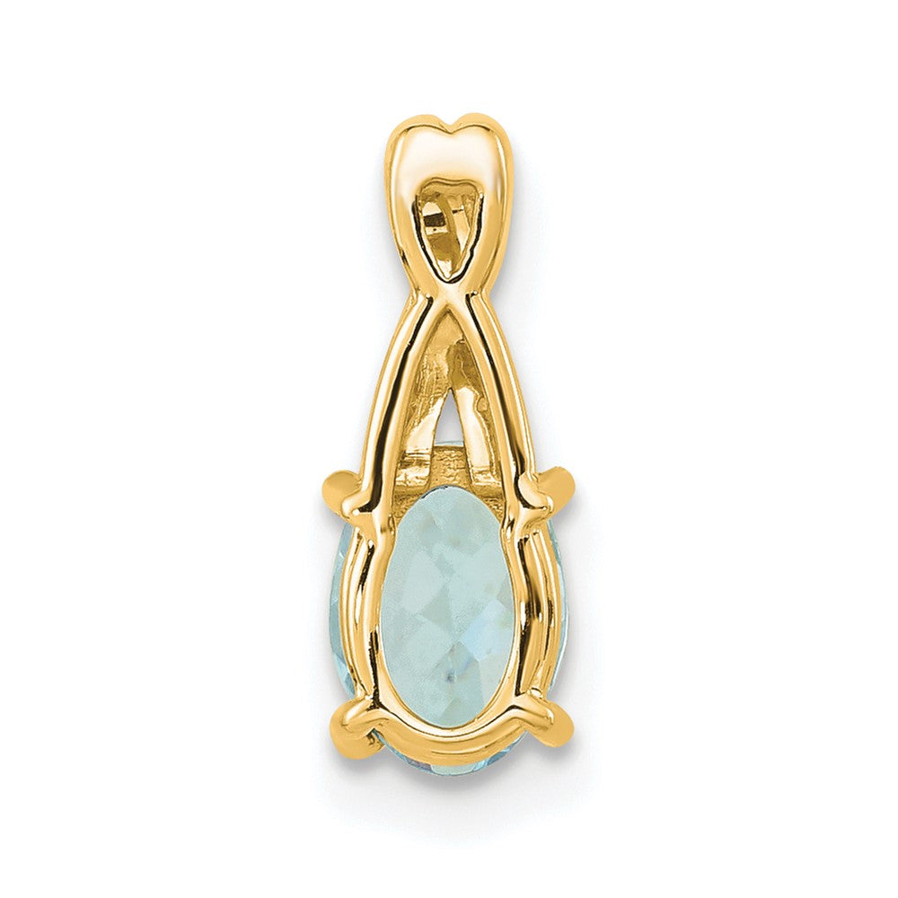 14k 7x5 Oval March/Aquamarine and Diamond Pendant