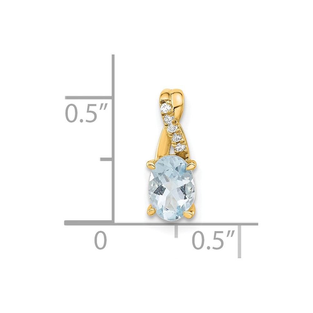 14k 7x5 Oval March/Aquamarine and Diamond Pendant
