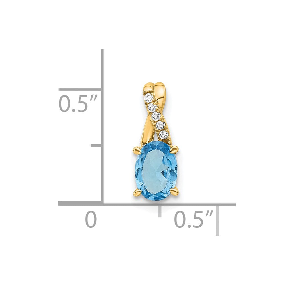 14k 7x5 Oval December/Blue Topaz and Diamond Pendant