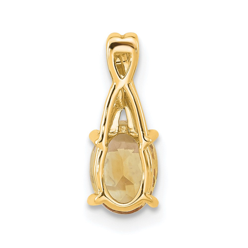 14k 7x5 Oval November/Citrine and Diamond Pendant