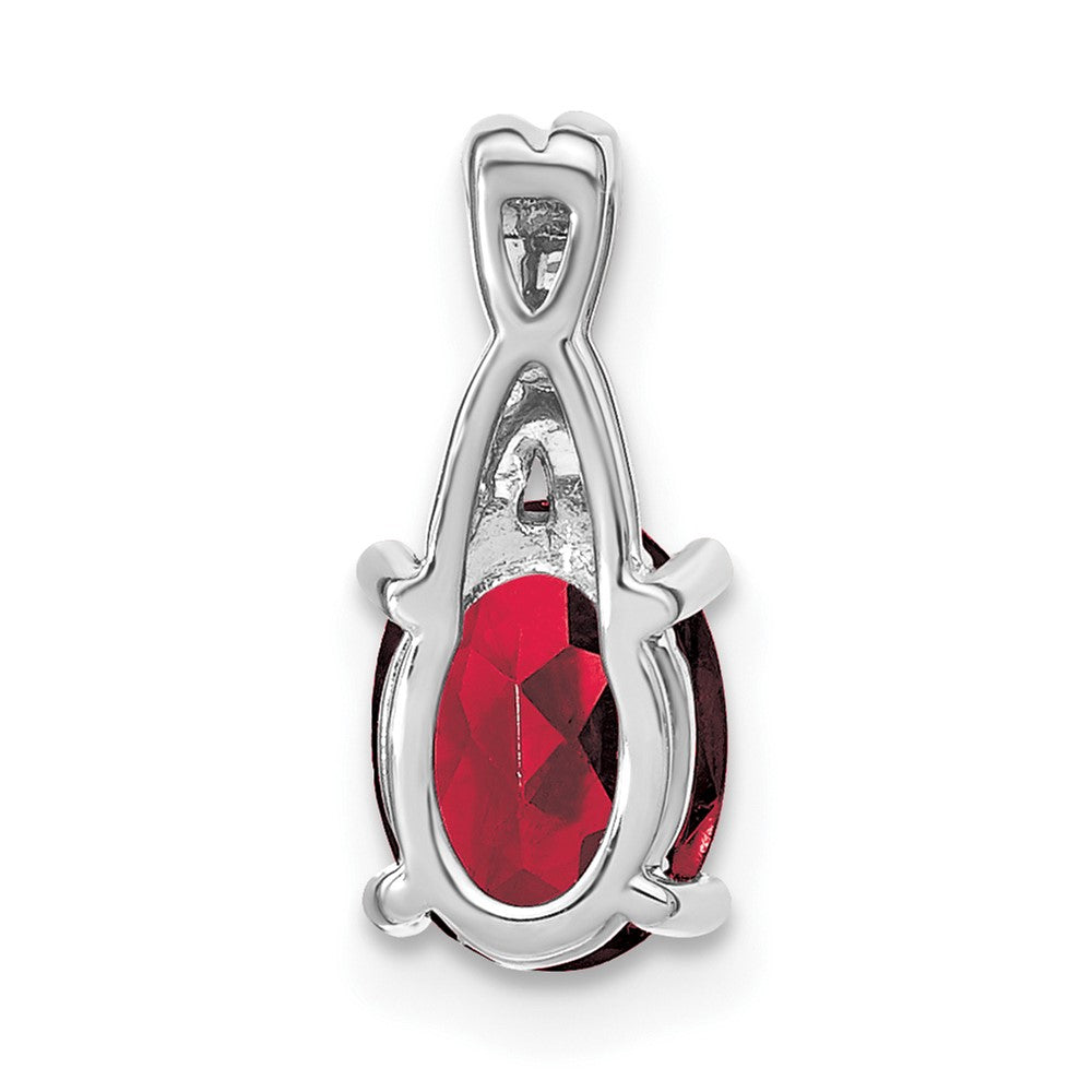 14k White Gold 7x5mm Oval Lab Created Ruby and Diamond Pendant
