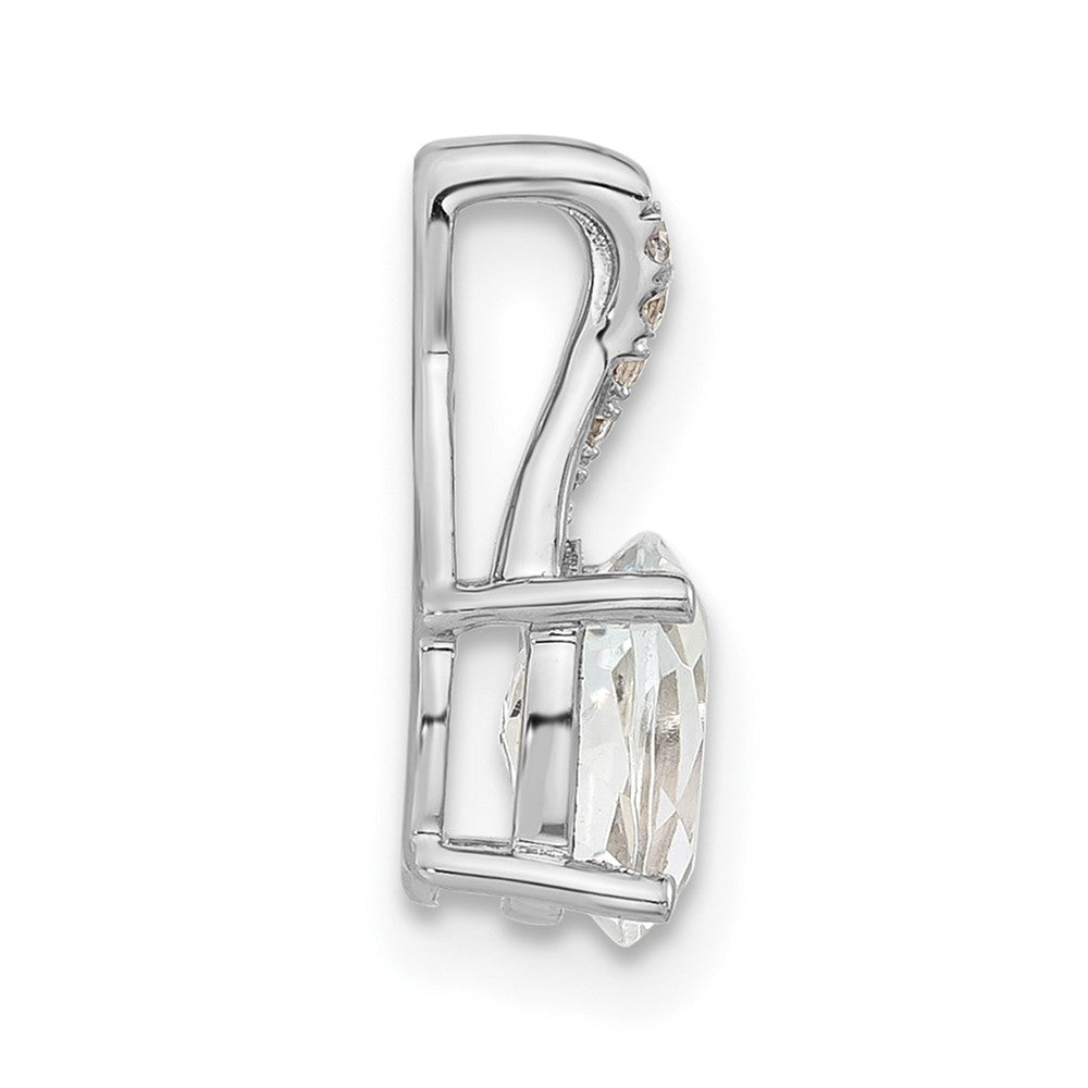 14K White Gold 7x5 Oval April/White Topaz and Diamond Pendant