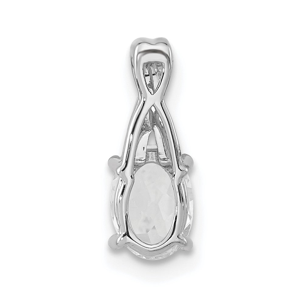 14K White Gold 7x5 Oval April/White Topaz and Diamond Pendant