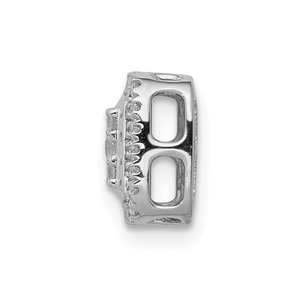 14k White Gold 1/4 carat Diamond Square Halo Cluster Chain Slide