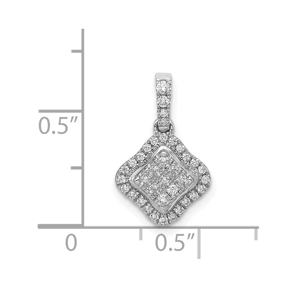 14k White Gold 1/4 carat Diamond Cluster Pendant