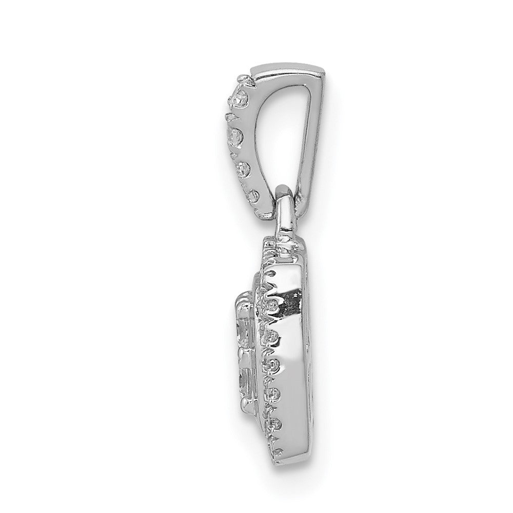 14k White Gold 1/3 carat Diamond Square Halo Cluster Pendant