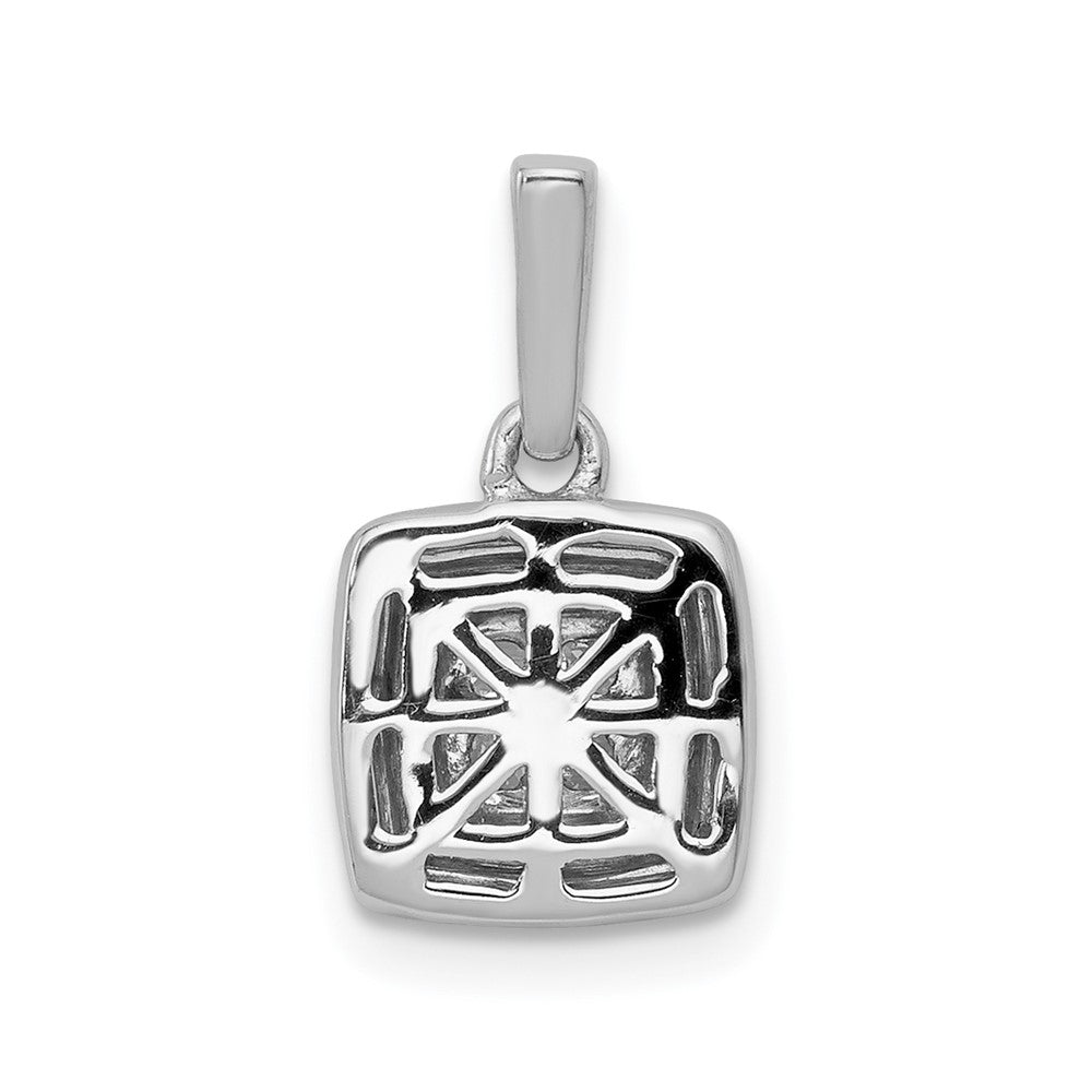 14k White Gold 1/3 carat Diamond Square Halo Cluster Pendant