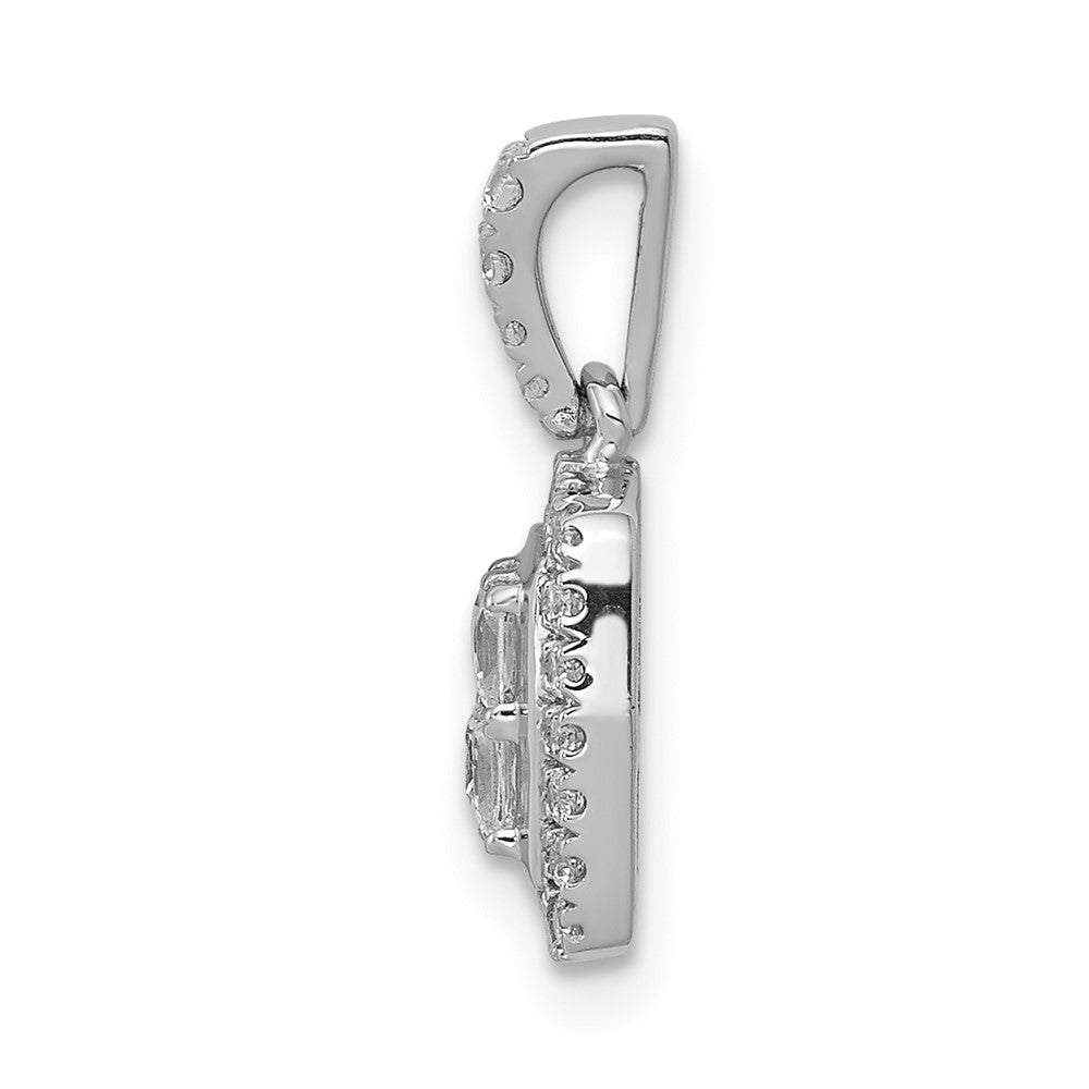 14k White Gold 1/2 carat Diamond Square Halo Cluster Pendant
