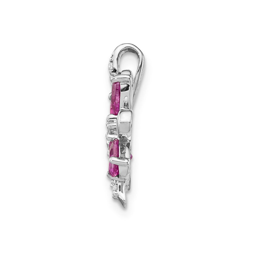 14k White Gold Diamond and Pear Citrine/Pink Tourmaline Flower Pendant