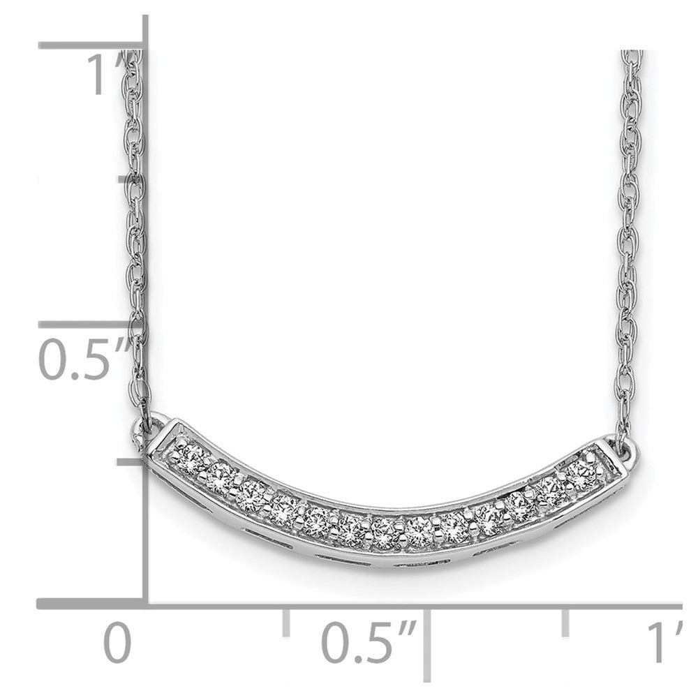 10k White Gold Diamond Curved Bar 18 inch Necklace