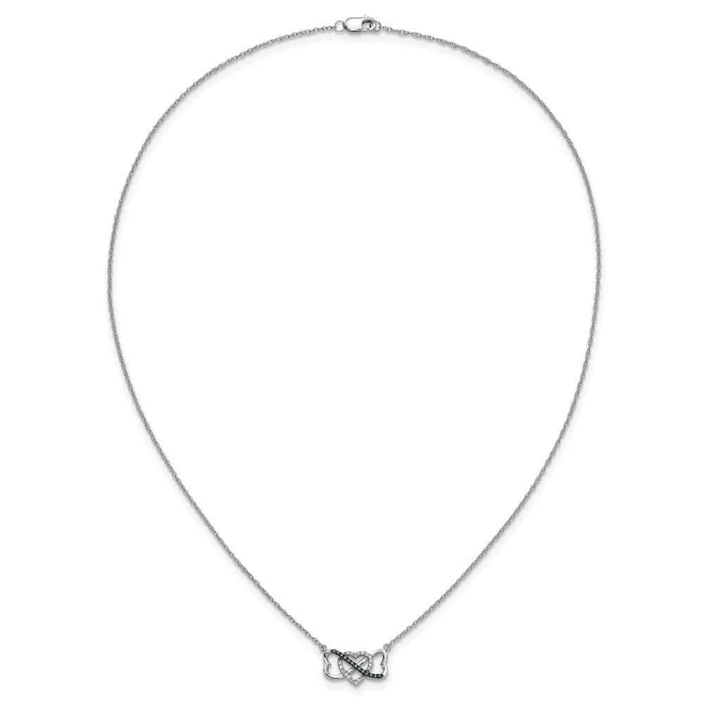 14k White Gold 1/10 carat Blue and White Diamond Heart Infinity 17 inch Necklace
