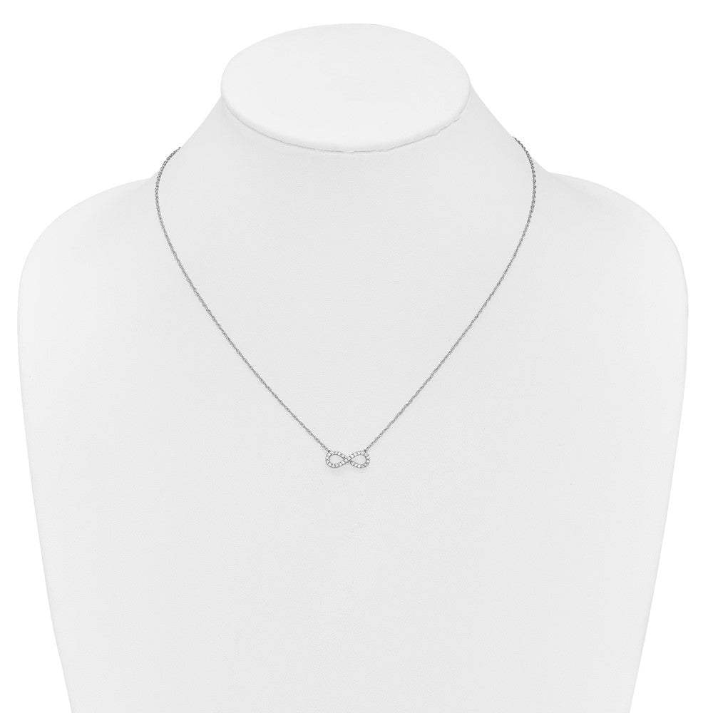 10k White Gold Polished Diamond Infinity Symbol 18 inch Necklace
