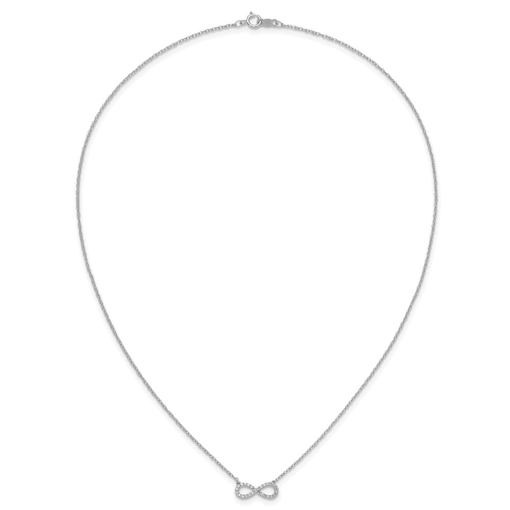 10k White Gold Polished Diamond Infinity Symbol 18 inch Necklace