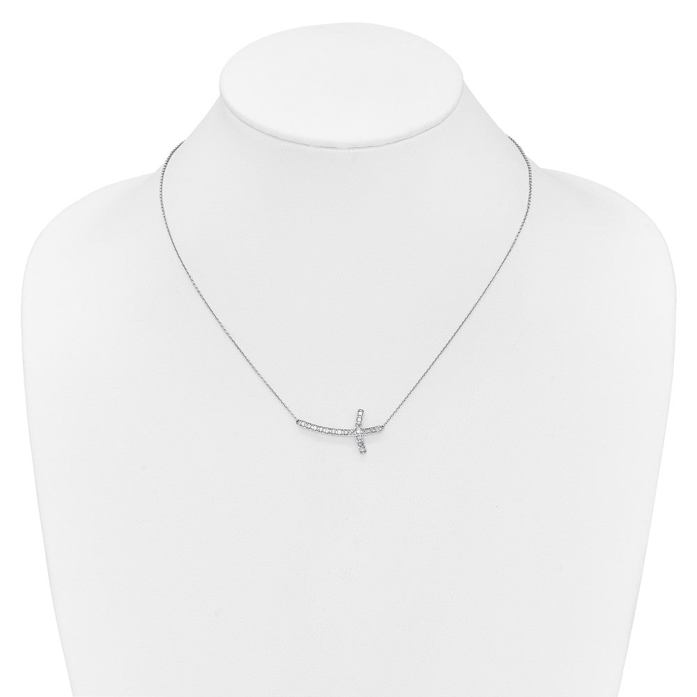 14k White Gold 1/2 carat Diamond Sideways Cross 18 inch Necklace