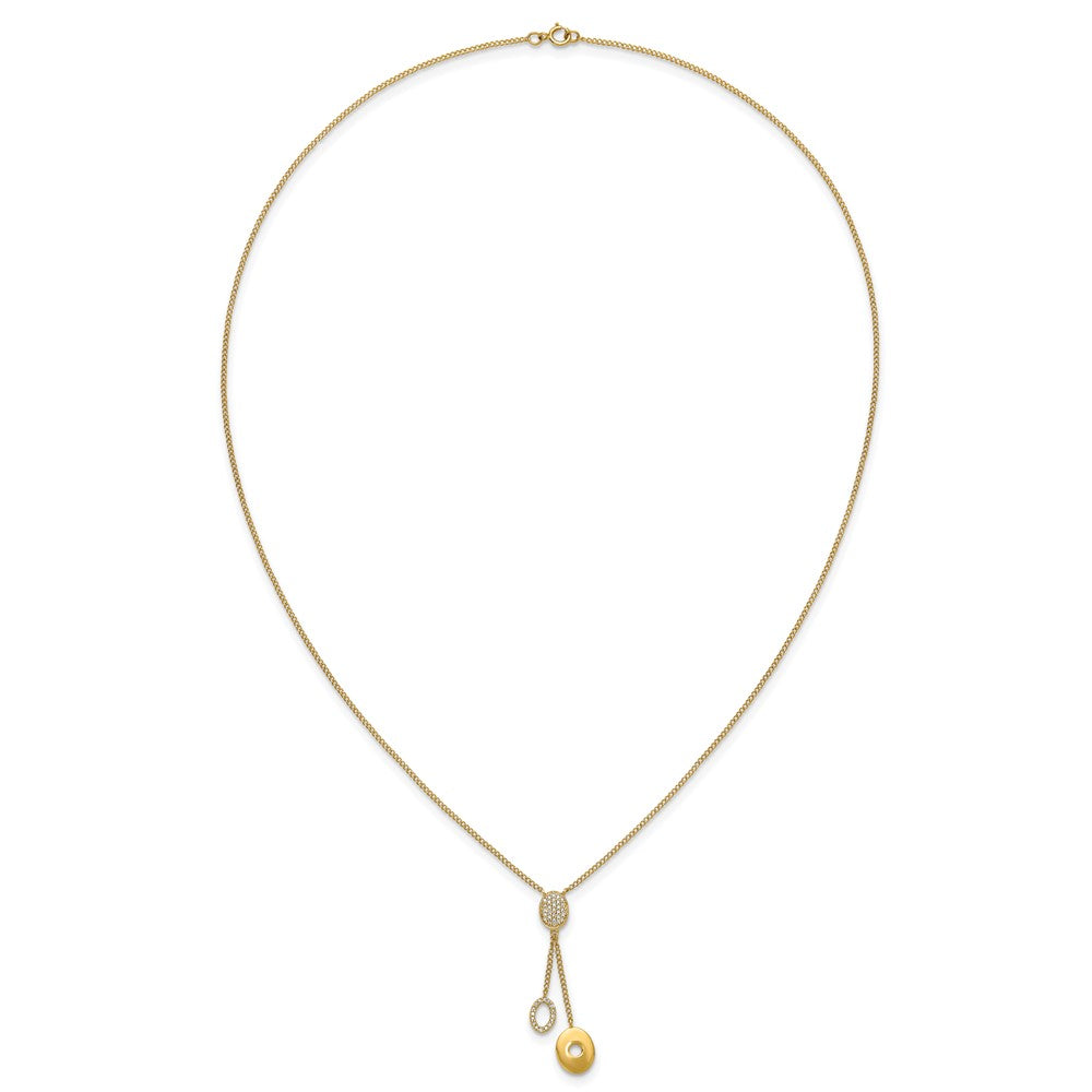 14k Polished 1/10 Diamond Circle Dangles 18 inch Y-Necklace