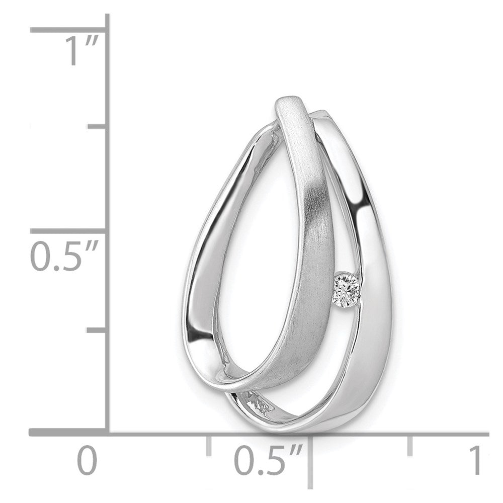 14k White Gold Complete 1/20 carat Diamond Double Teardrop Chain Slide