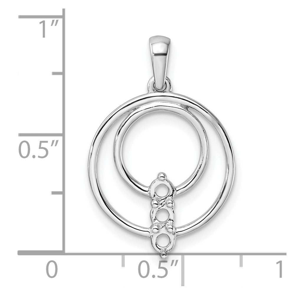 14k White Gold Holds 3-2.7mm Three-Stone Circle Pendant Mounting