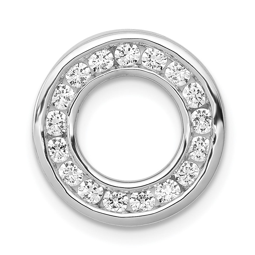 14k White Gold 1/2 carat Diamond Channel Set Circle Chain Slide