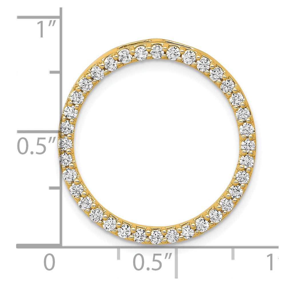 14k Polished 3/4 carat Diamond Circle Chain Slide