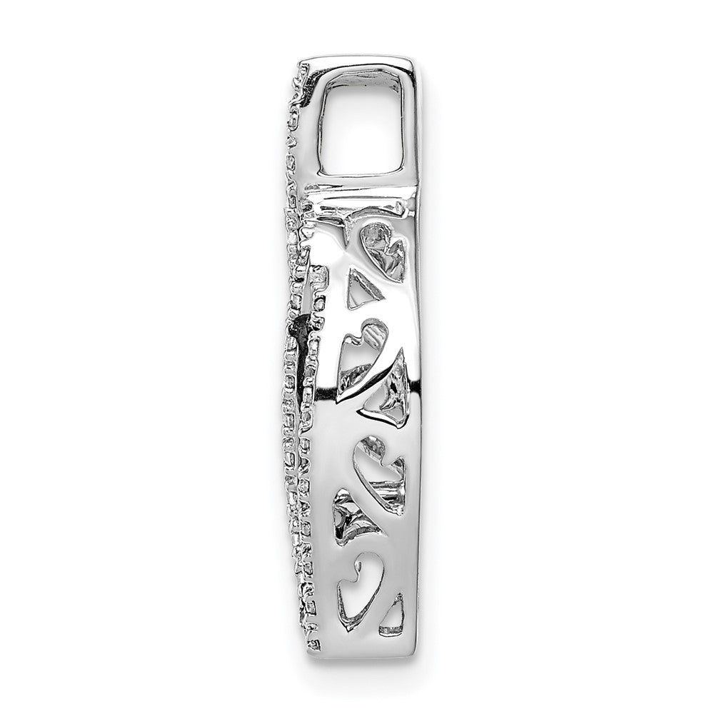 14k White Gold 1/3 carat White and Black Diamond Fancy Curve Chain Slide