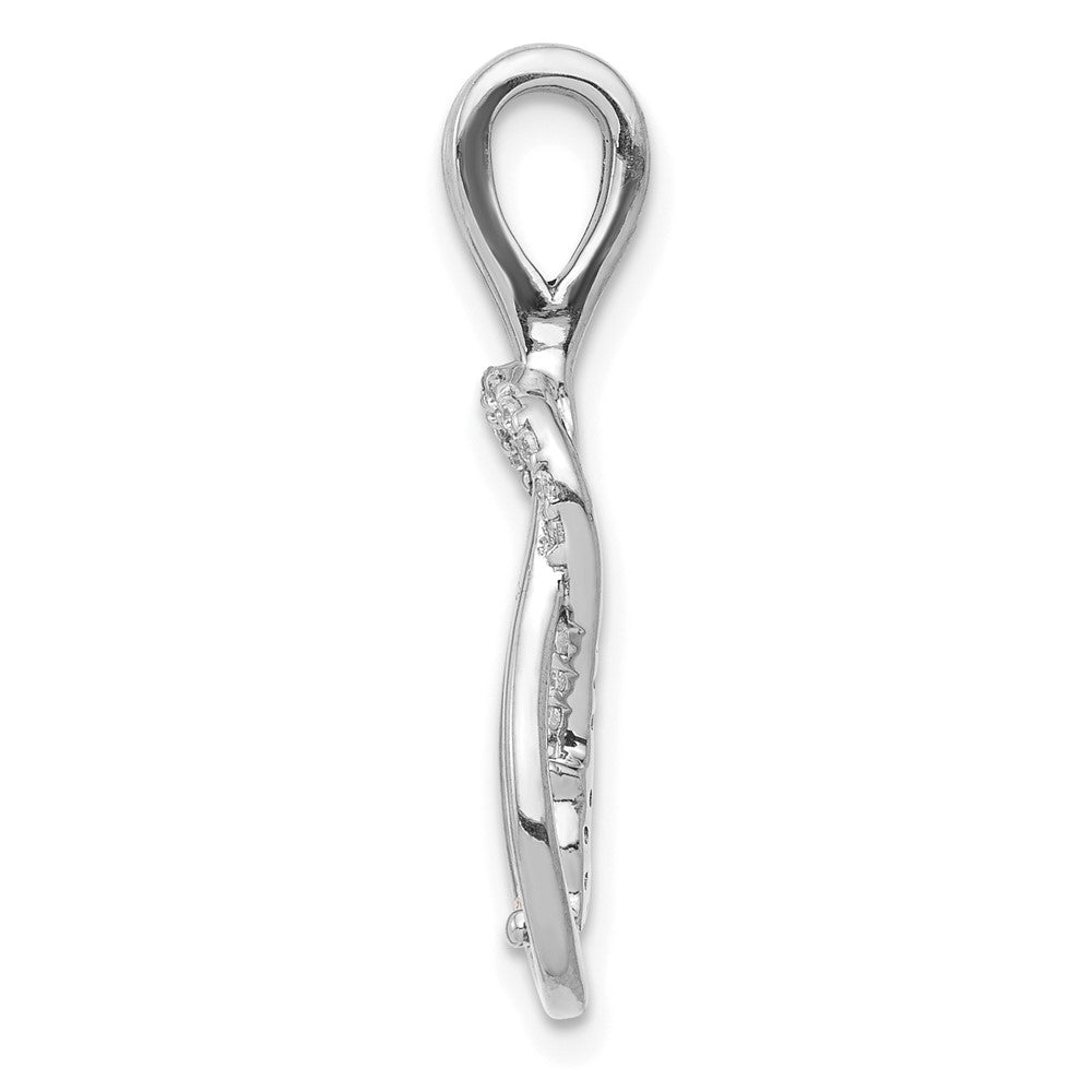 14k White Gold 1/6 carat Diamond Knot Slide Fits up to 2mm Regular/3mm Fancy or Reversible Omega
