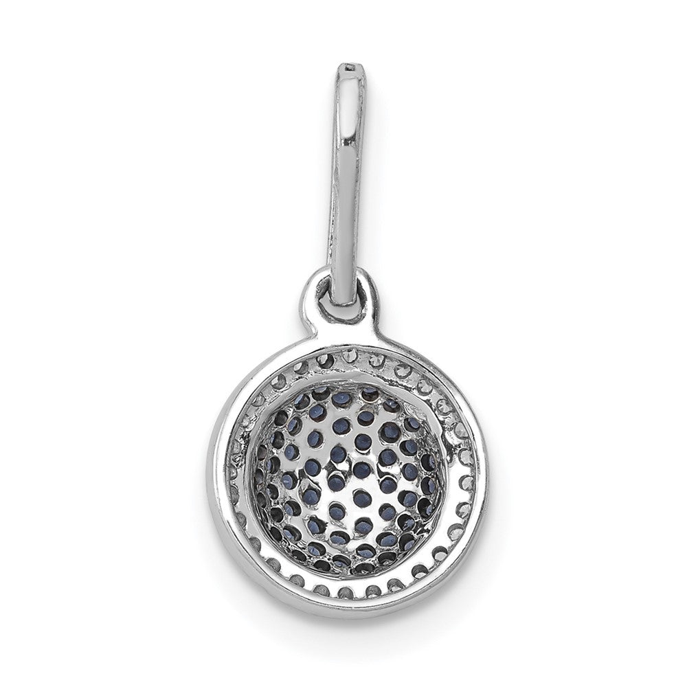 14k White Gold 1/3 carat White and Blue Diamond Round Halo Cluster Pendant