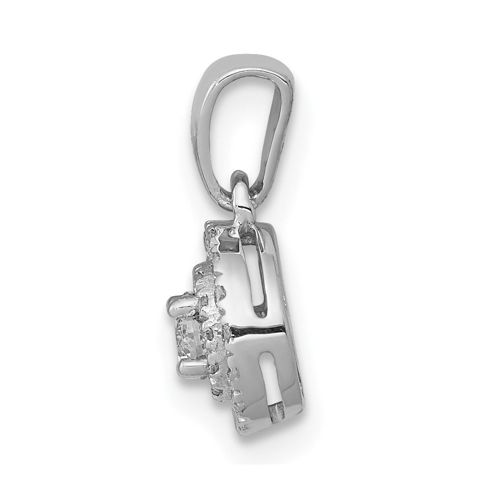 14k White Gold 1/4 carat Diamond Round Halo Cluster Pendant