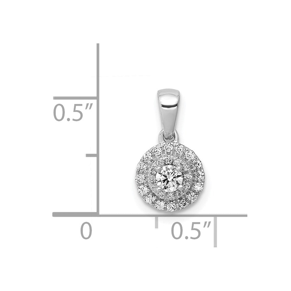 14k White Gold 1/4 carat Diamond Round Halo Cluster Pendant