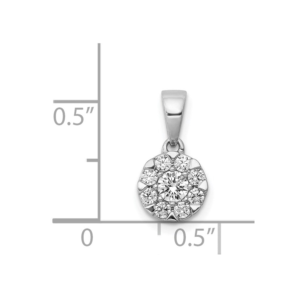 14k White Gold 1/3 carat Diamond Round Halo Pendant