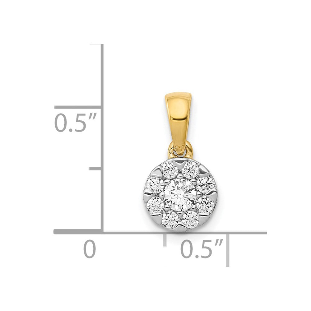 14k 1/3 carat Diamond Round Halo Pendant