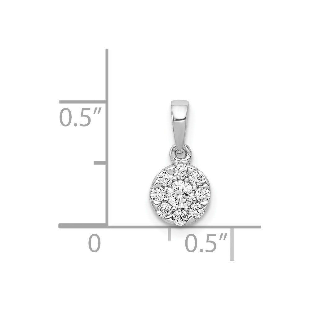 14k White Gold 1/4 carat Diamond Round Halo Pendant