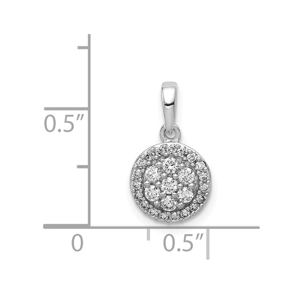 14k White Gold 1/4 carat Diamond Round Halo Cluster Pendant