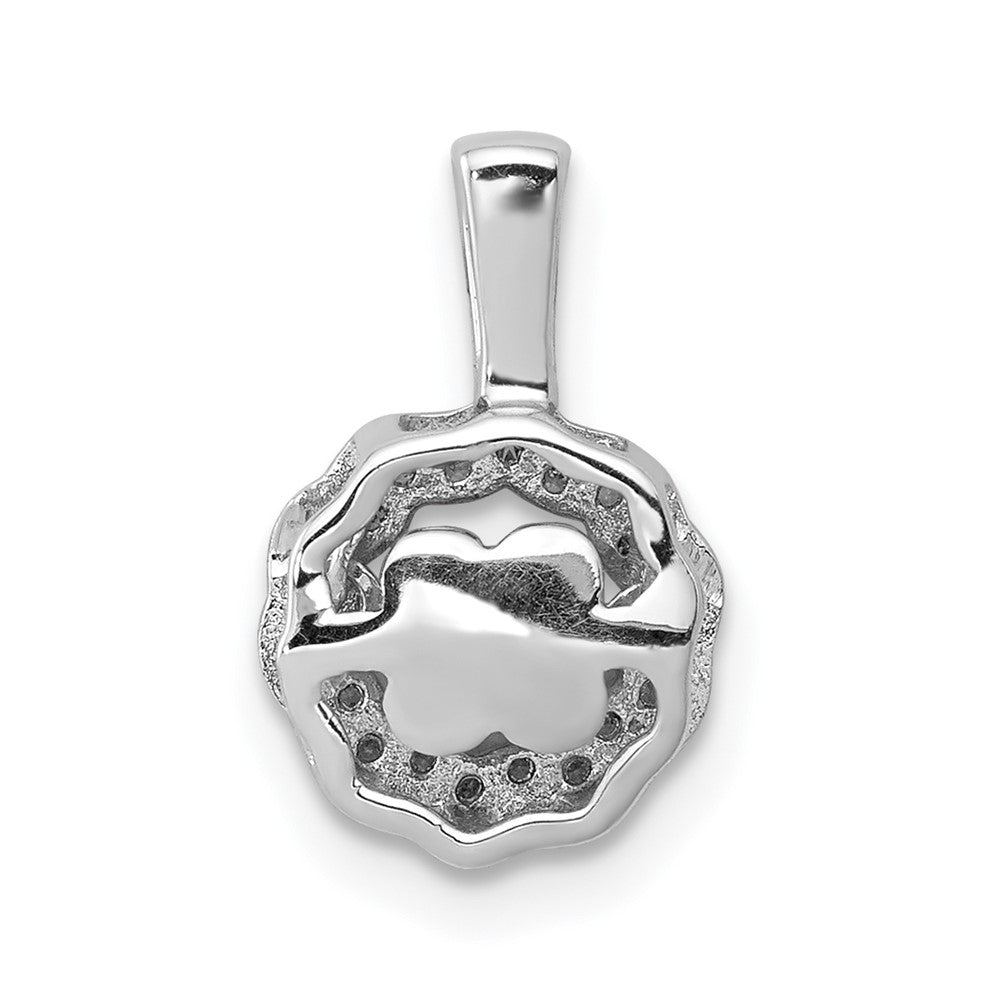 14k White Gold 1/10 carat Vibrant Moving Diamond Halo Pendant