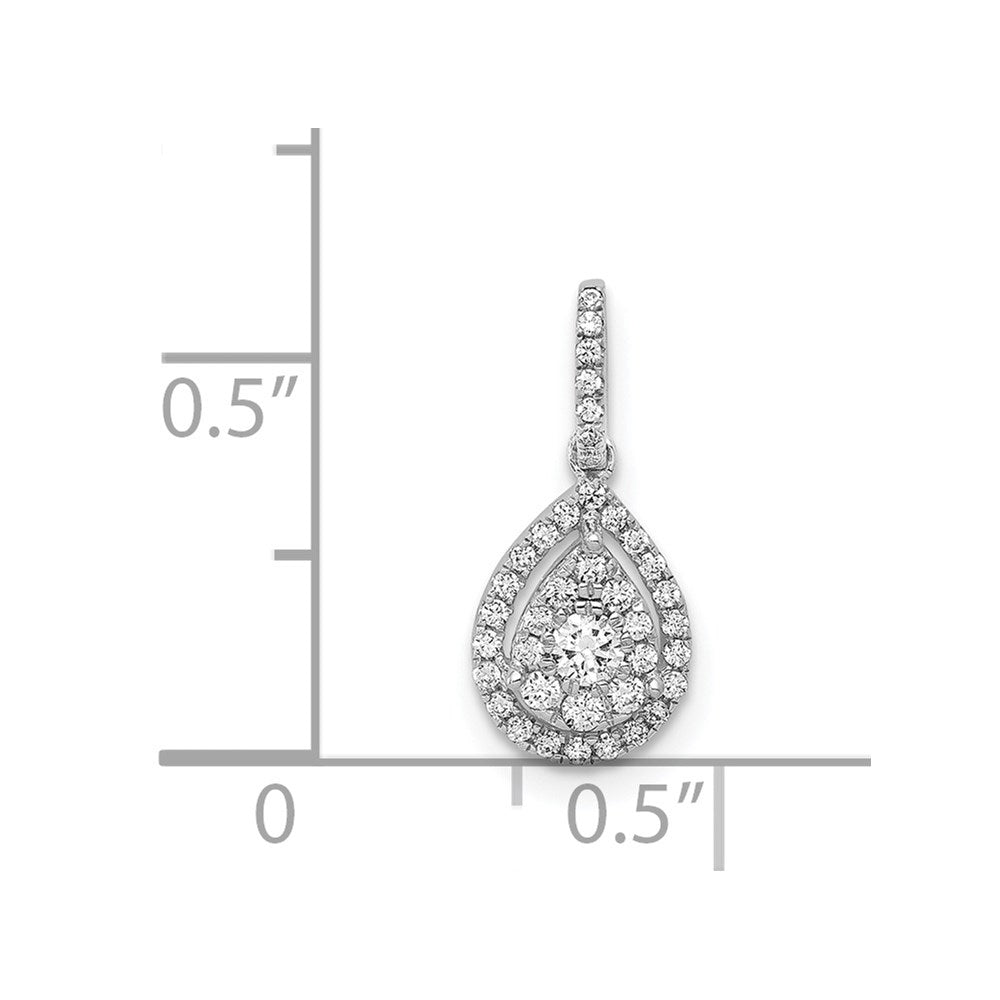 14k White Gold 1/4 carat Diamond Halo Teardrop Pendant