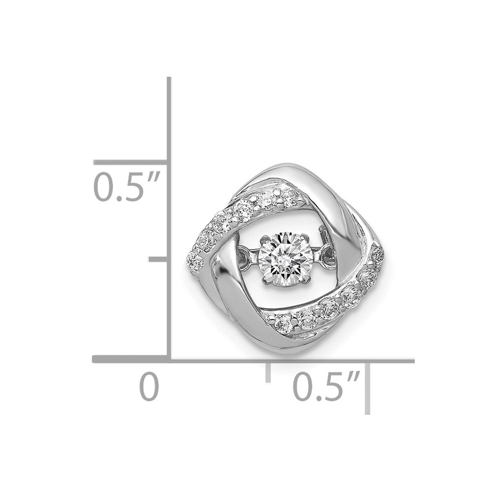 14k White Gold 1/4 carat Vibrant Moving Diamond Intertwined Squares Chain Slide