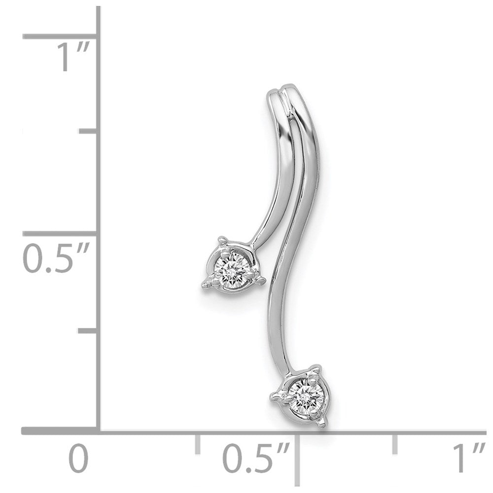 14k White Gold 1/10 carat Diamond Double Curved Lines Chain Slide