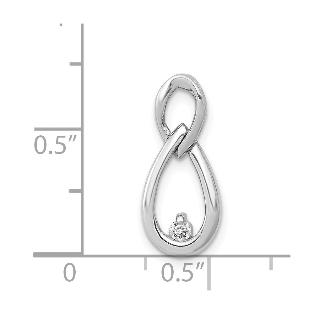14k White Gold 1/20 carat Diamond Double Teardrop Chain Slide