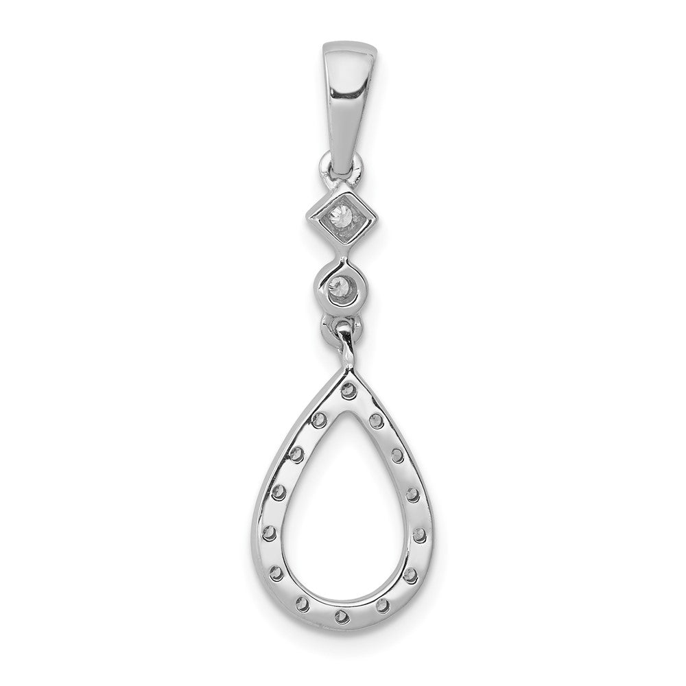 14k White Gold 1/8 carat Diamond Vintage Teardrop Pendant