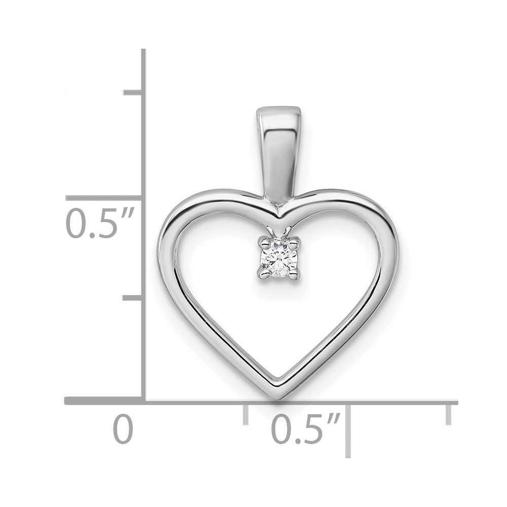 14k White Gold 1/20 carat AA Diamond Heart Pendant