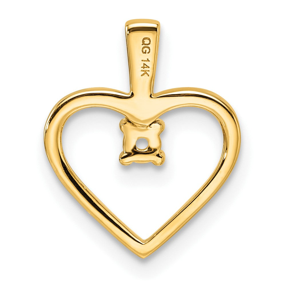 14k Holds 1-2.3mm Stone Heart Pendant Mounting