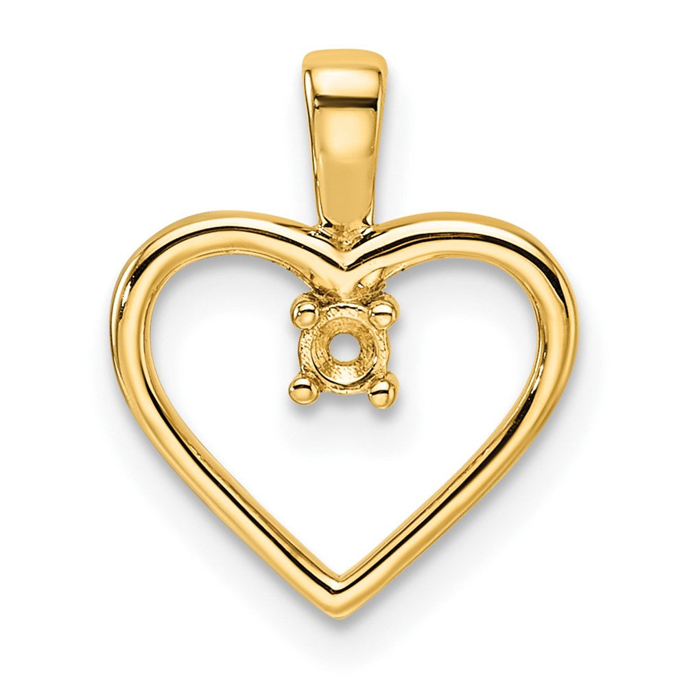 14k Holds 1-2.3mm Stone Heart Pendant Mounting