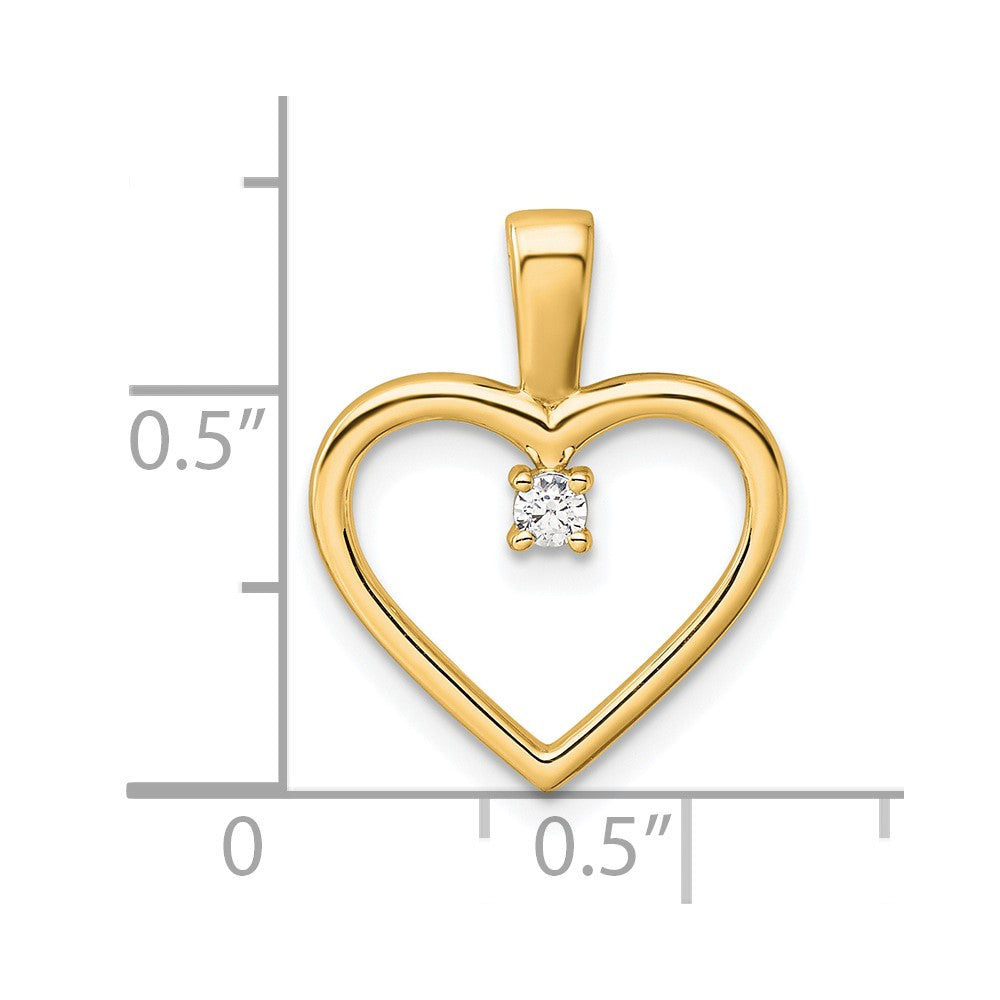 14K 1/20 carat AA Diamond Heart Pendant
