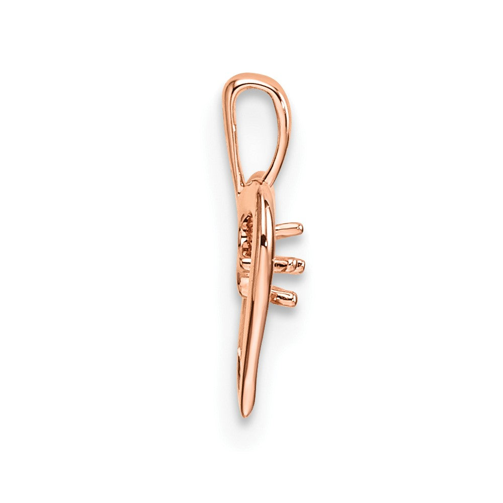 14k Rose Gold Holds 1-1.7mm Stone Heart Pendant Mounting