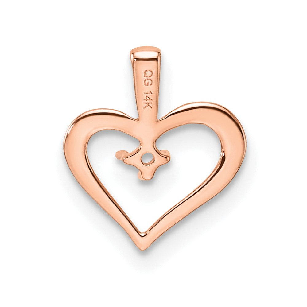 14k Rose Gold Holds 1-1.7mm Stone Heart Pendant Mounting
