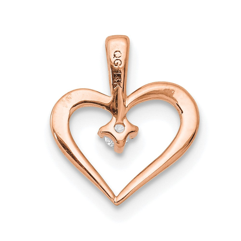 14k Rose Gold .02 carat AA Diamond Heart Pendant