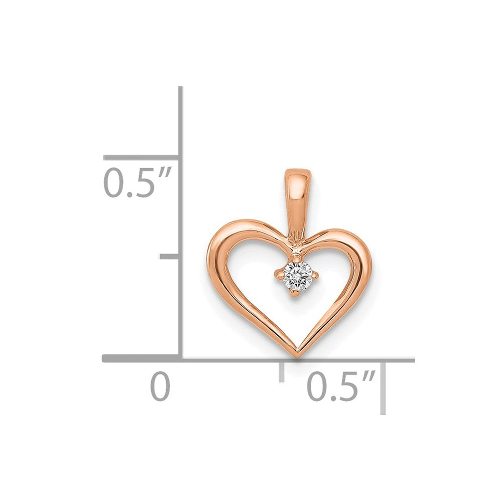 14k Rose Gold .02 carat AA Diamond Heart Pendant