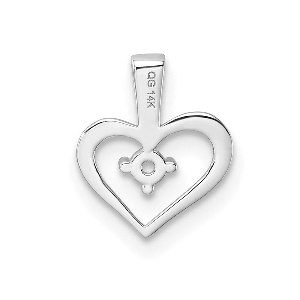 14k White Gold Holds 1-1.7mm Stone Heart Pendant Mounting