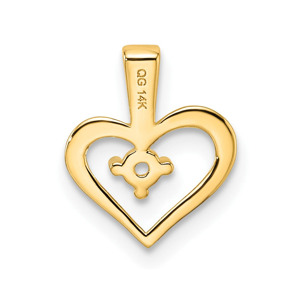 14k Holds 1-1.7mm Stone Heart Pendant Mounting